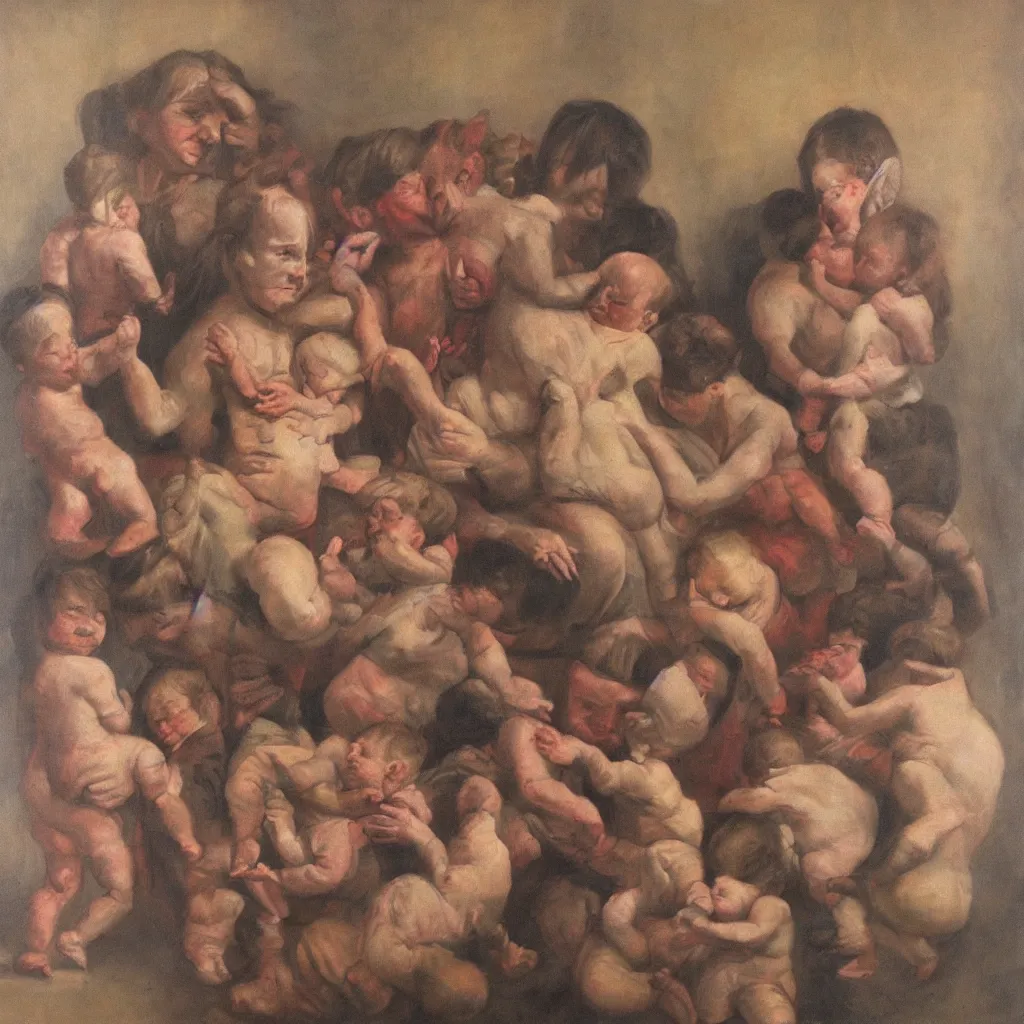 Image similar to the limbo of infants, oil painting