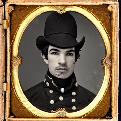 Image similar to a daguerreotype of nathan fielder dressed as a civil war soldier, detailed, realistic,