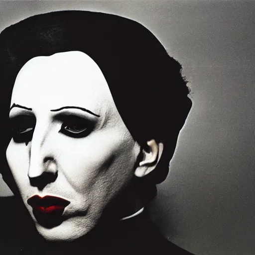 Image similar to a portrait of marilyn manson by man ray