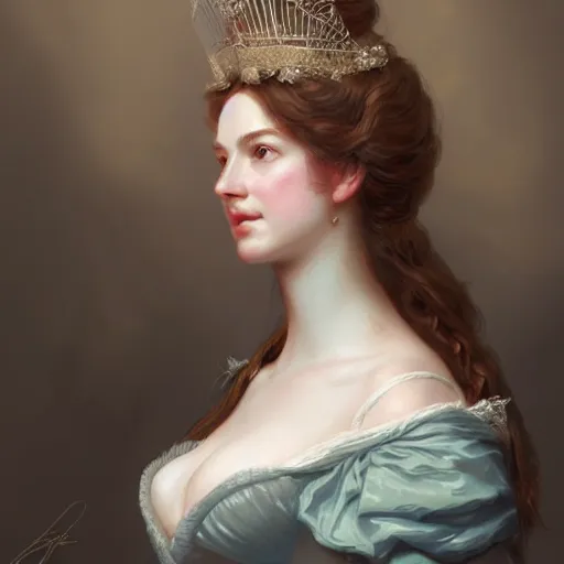 Prompt: beautiful & natural Sidney Sweeney as a 1700s princess by Artgerm and Greg Rutkowski, intricate, elegant, highly detailed, digital painting, artstation, concept art, smooth, sharp focus, illustration,