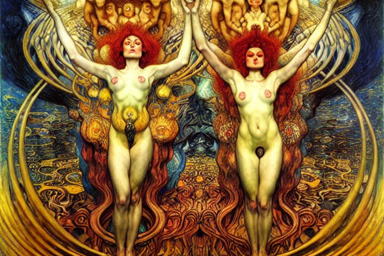 Image similar to Divine Chaos Engine by Karol Bak, Jean Delville, William Blake, Gustav Klimt, and Vincent Van Gogh, symbolist, visionary