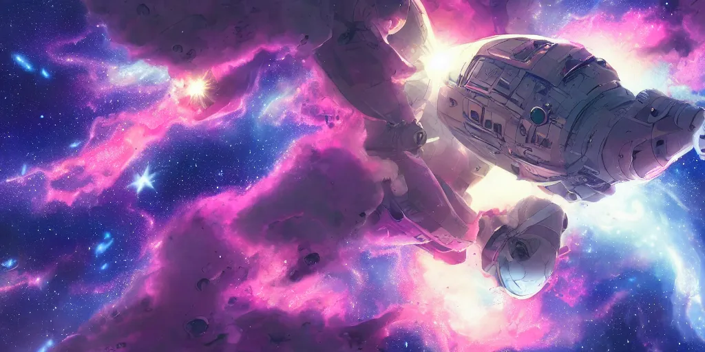 Prompt: Space Ship in Space, Tardigrade, Hyper detailed, Anime, Gurren Lagan, Surreal Space, Nebula, Galaxy, 4k, Illustration