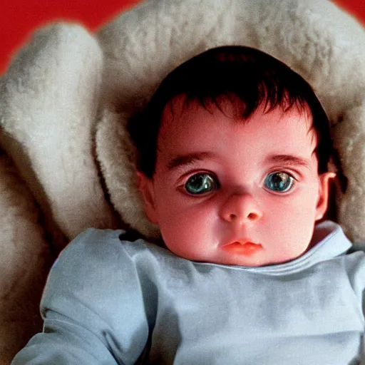 Image similar to stanley kubrick as the baby from 2 0 0 1 cinematic 3 5 mm dramatic hdr