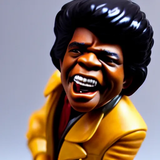 Image similar to a porcelain figurine of james brown playing the guitar, product shot