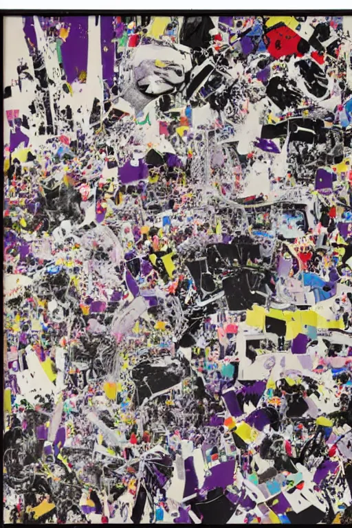 Prompt: mimmo rotella, violet polsangi, frank miller as infinite number of sewer rat carcasses, and garbage scattered everywhere, post - humanous, pop art, white frame