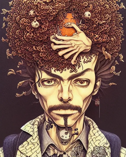 Image similar to portrait painted in jacek yerka style drawn by vania zouravliov and takato yamamoto, inspired by cowboy bebop, intricate acrylic gouache painting, high detail, sharp high detail, artstation