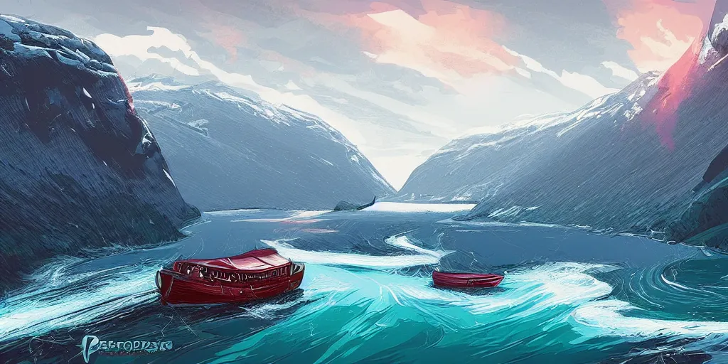 Prompt: the fjords of norway by petros afshar speedart