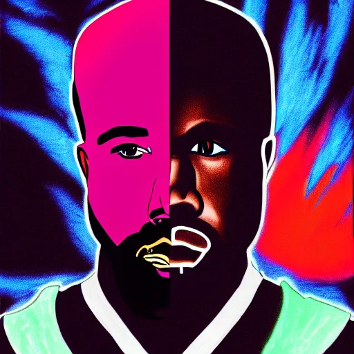 Prompt: a drawing of Kanye West in Neon Genesis Evangelion, 4k, concept art