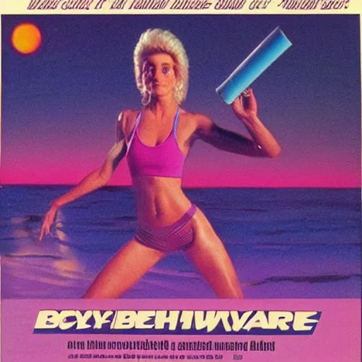 Prompt: cigarette add of beachbody on an alien planet. cosmic. synthwave. 1 9 8 0 s. retro.