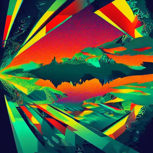 Image similar to psychedelic abstract digital artwork reminiscent of album covers from the 70's in the art style of Alena Aenami, Marcel Marcel and Metzinger