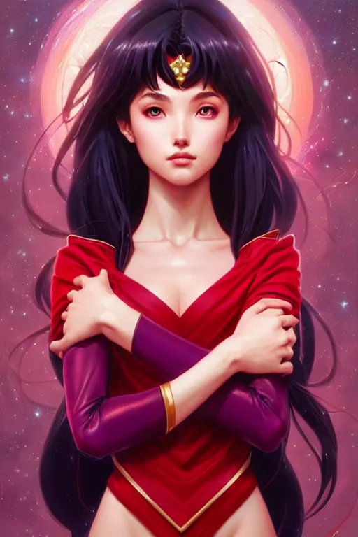 Image similar to sailor mars, fantasy, intricate, elegant, highly detailed, digital painting, artstation, concept art, matte, sharp focus, illustration, art by Artgerm and Greg Rutkowski and Alphonse Mucha