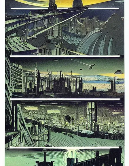 Image similar to comic book page, solarpunk utopia, by Luc Schuiten