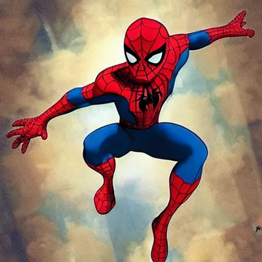 Image similar to ghibli style Spider-Man