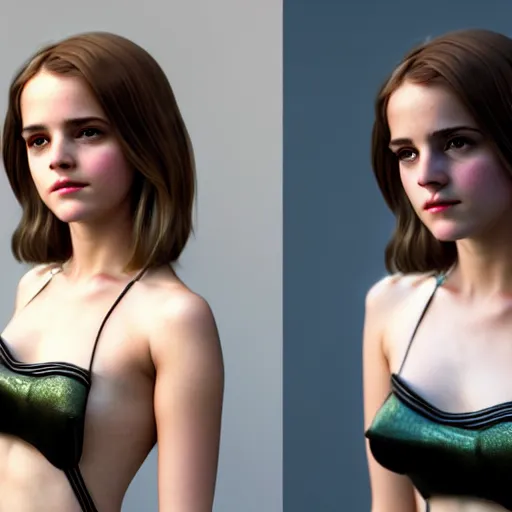 Image similar to beautiful cute teen girl resembling emma watson, natural beauty expressive pose, art by artgerm and greg rutkowski and alphonse mucha, but as a real life photograph glamour fashion pinup, photorealism, daz studio genesis Nvidia iray shaders, beautifully lit, ray traced, octane 3D render, unreal engine, cinematic lighting, HDRI, 8k textures