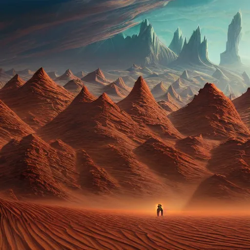Prompt: martian desert landscape in style of Doom, insanely detailed and intricate, golden ratio, elegant, ornate, unfathomable horror, elite, haunting, matte painting, cinematic, cgsociety, Andreas Marschall, James jean, Noah Bradley, Darius Zawadzki, vivid and vibrant