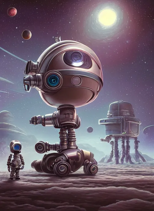 Image similar to highly detailed wide - angle, portrait of a retro robot deep space explorer, unreal engine, nicoletta ceccoli, mark ryden, earl norem, lostfish, global illumination, detailed and intricate environment