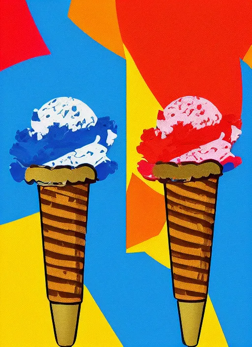 Prompt: ice cream pop art, representation with abstraction, highly detailed digital art, realistic, cinema hd, 8 k resolution, dslr