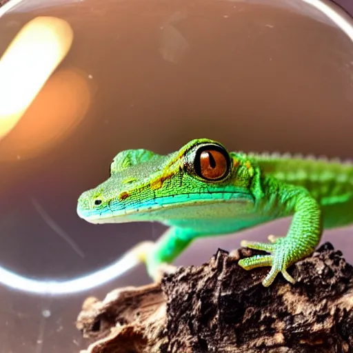 Image similar to gecko sitting inside a terrarium