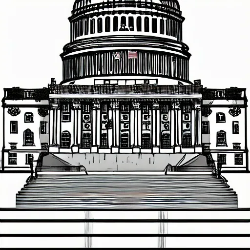 Prompt: The U. S. Capitol building, drawing in the style of M.C. Escher