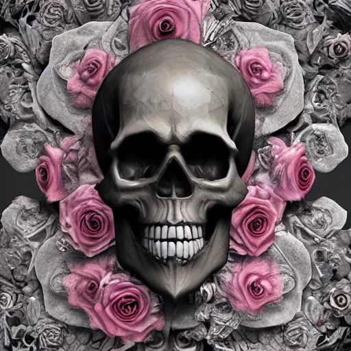 Prompt: skull and roses, ornate, intricate details, octane render, artstation