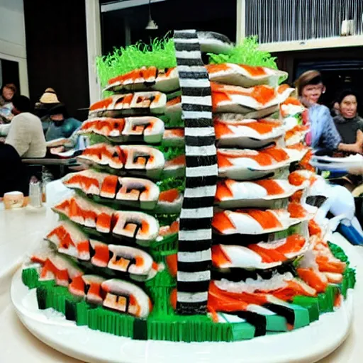 Image similar to a building made out of sushi