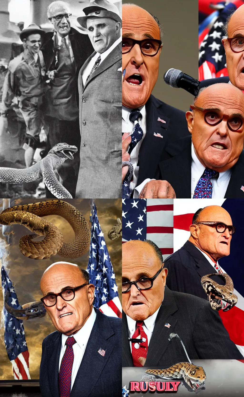 Prompt: rudy giuliani mixed with a rattlesnake