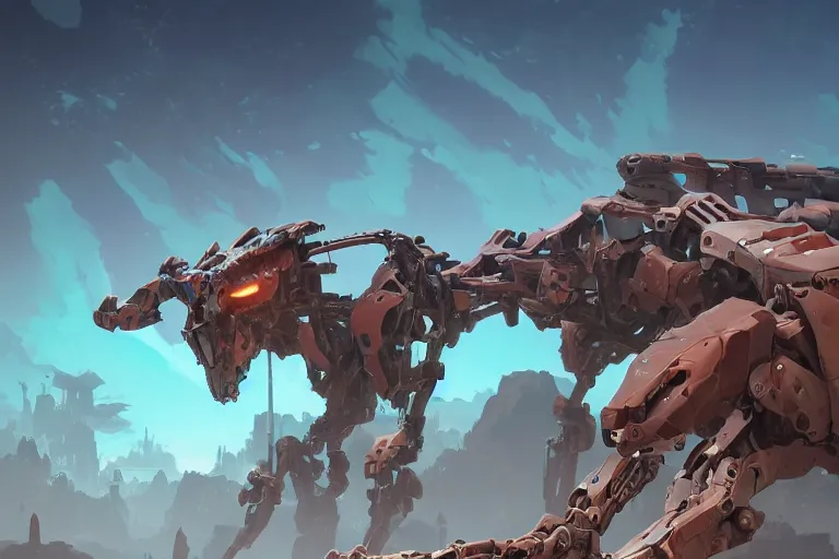 Image similar to longleg machine mecha animal beast robot of horizon forbidden west horizon zero dawn bioluminiscence, behance hd by jesper ejsing, by rhads, makoto shinkai and lois van baarle, ilya kuvshinov, rossdraws global illumination