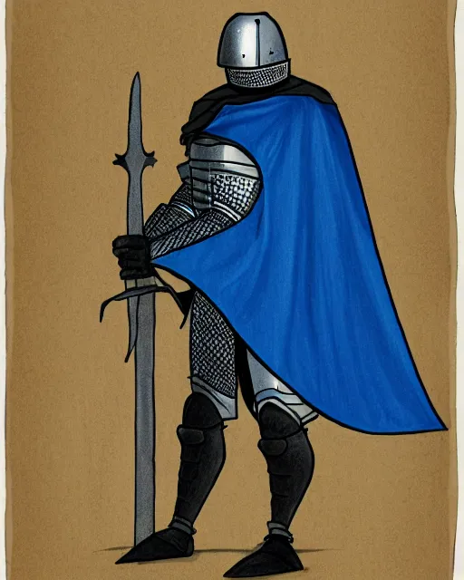 medieval knight drawing with sword