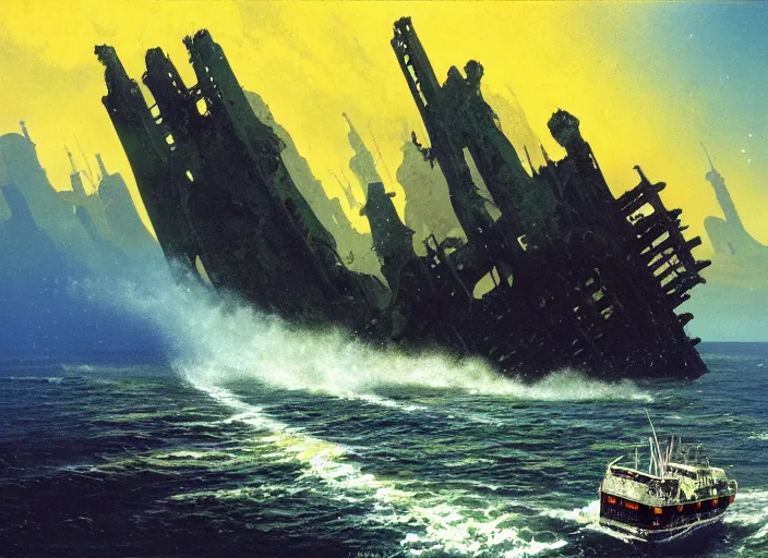 Prompt: the wreck of the hesperus, matte painting, chris foss