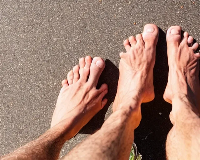 Prompt: mr robert smoke weed and meditate using his feet, he has dark grey hairs, detailed glad face, chest legs, visible belly, happy toes, golden hour closeup photo, red elegant shirt, eyes wide open, ymmm and that smell