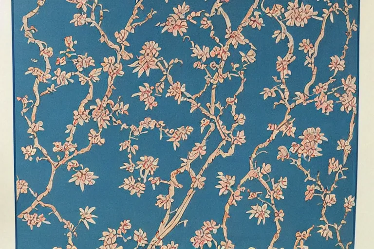 Image similar to beautiful incredibly detailed chinoiserie pattern 1950s