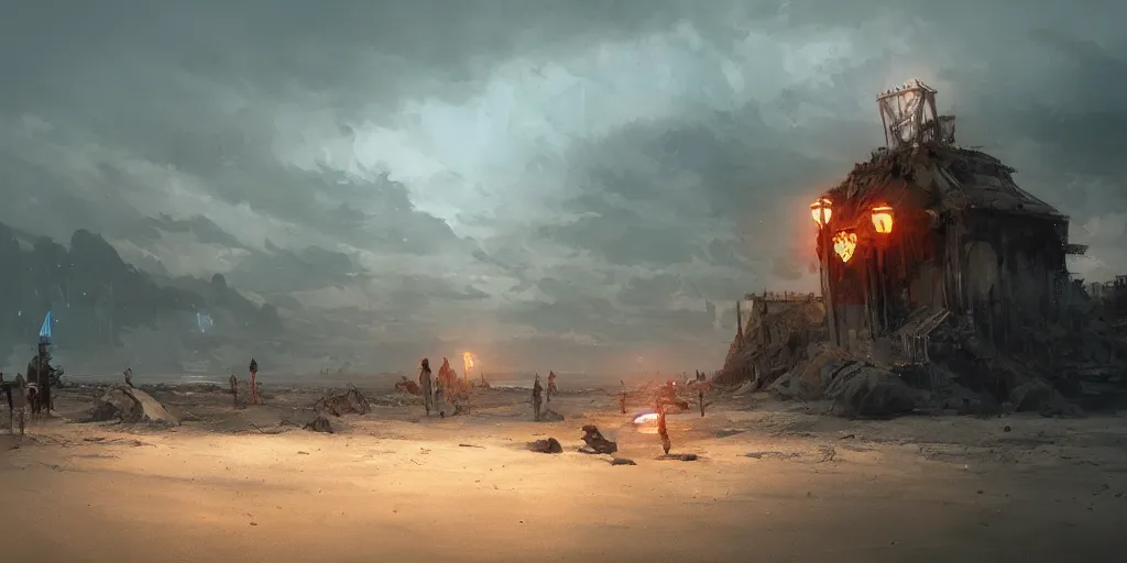 Image similar to the beach, by cedric peyravernay, highly detailed, excellent composition, cinematic concept art, dramatic lighting, trending on artstation