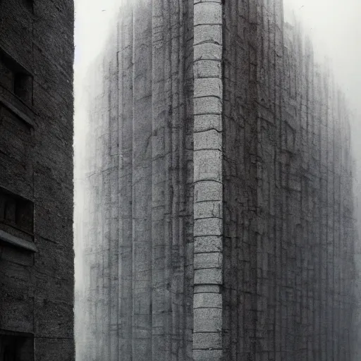 Image similar to swiss concrete architecture, brutalism, very realistic, highly detailed, cinematic lighting, by beksinski, symetrical artwork, clear quality, sharp focus, intricate, artstation
