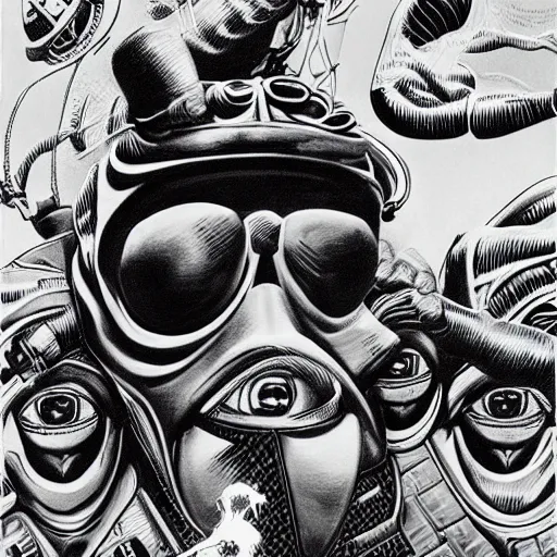 Image similar to beautiful lifelike painting of mf doom controlling all your world leaders with the power of magnetic waves, hyperreal detailed facial features and uv lighting, art by ed roth and basil wolverton