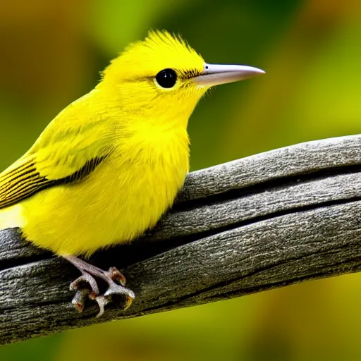 Prompt: small yellow bird, hyperrealistic, closeup, depth of field