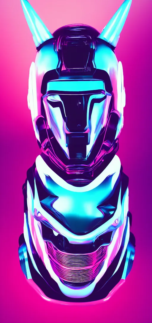 Prompt: synthwave helmet with horns, cyberpunk colors, azimov 8 k
