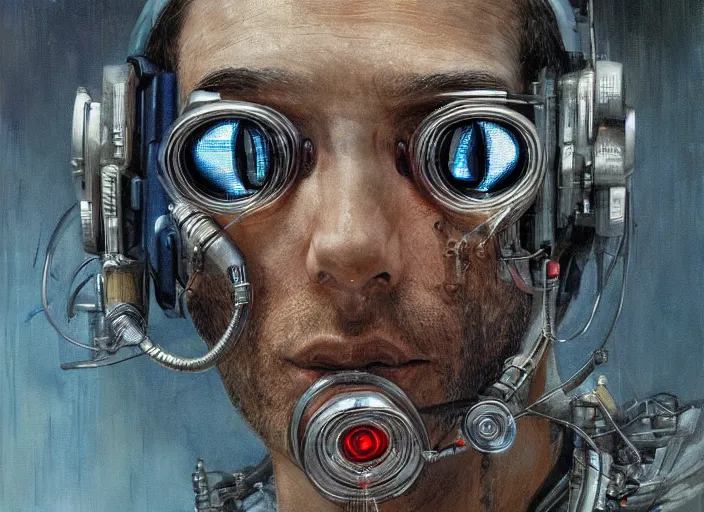 Image similar to a highly detailed cyberpunk portrait of a dentist, james gurney, james jean