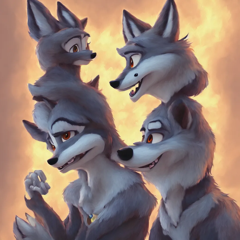 Image similar to oil painting of anthropomorphic female wolf in the style of zootopia female fursona furry furaffinity 4 k, deviantart, furry art fursona ar