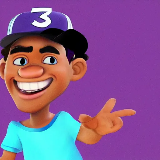 Image similar to a tv still of Chance The Rapper starring in a 2006 Pixar Animated movie