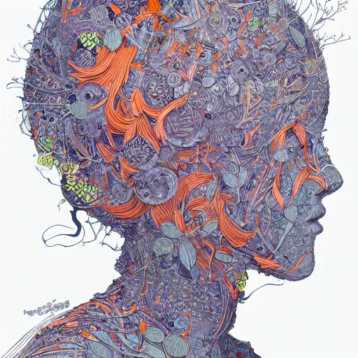 Image similar to the head of an extremely beautiful woman partially made of carrots and blueberries, an ultrafine detailed illustration by james jean, final fantasy, intricate linework, bright colors, behance contest winner, vanitas, angular, altermodern, unreal engine 5 highly rendered, global illumination, radiant light, detailed and intricate environment