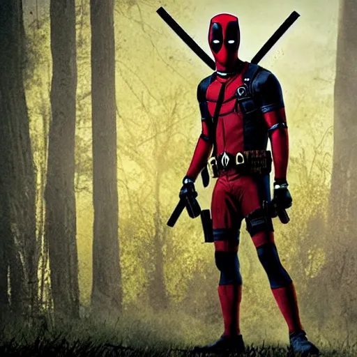 Prompt: deadpool in the walking dead 8 k detailed