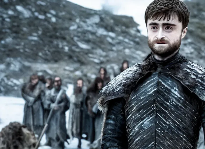 Image similar to daniel radcliffe in game of thrones, live action film, cinematic photo, clear hd image