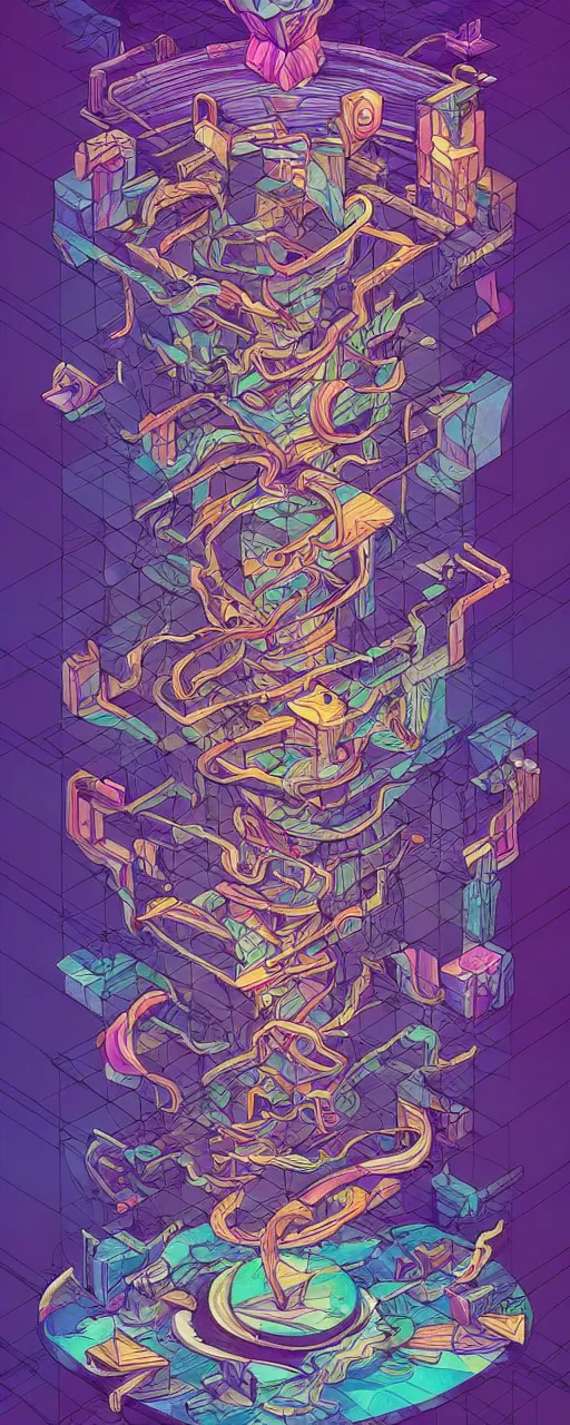 Image similar to arcane twisted turn of fate abstraction, centered award winning ink pen illustration, isometric abstract illustration by dan mumford, edited by craola, technical drawing by beeple and tooth wu, tiny details by artgerm and watercolor girl, symmetrically isometrically centered