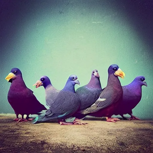 Prompt: “the next big album cover from the hottest pigeon rap group this year!, album cover, photo”