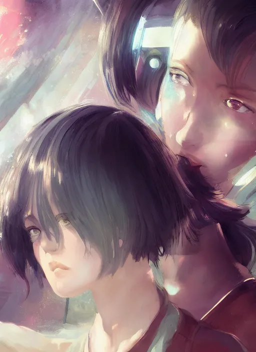 Image similar to portrait of a girl with short hair, complex, applied to tone, ambient lighting, high detail, digital painting, artstation, concept art, 4 k, stunningly beautiful, clear focus, makoto shinkai and akihiko yoshida, hidari and vlop