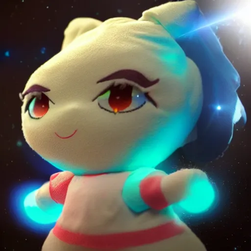 Prompt: cute fumo plush of a girl who wields the power to destroy planets, lens flare, vray