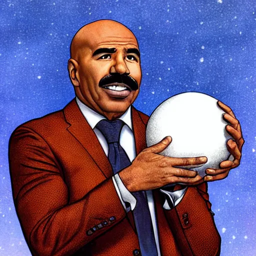 Prompt: Steve Harvey pondering his Orb by Todd Lockwood