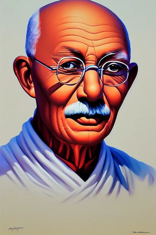 Prompt: portrait of nuclear ghandi statue by artgerm, rhads