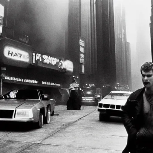 Prompt: garfield on the set of Blade Runner (1982)