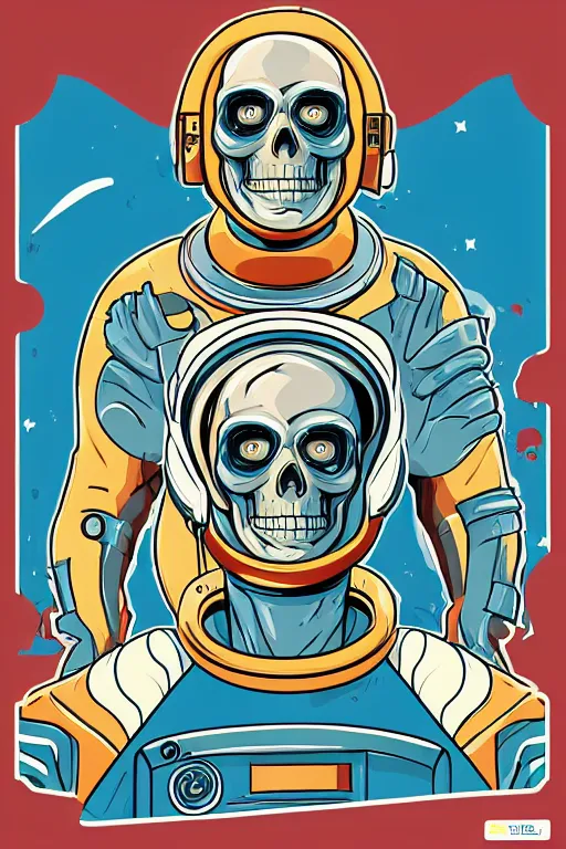 Image similar to portrait of a astronaut skeletor, art by ori toor, sticker, colorful, illustration, highly detailed, simple, smooth and clean vector curves, no jagged lines, vector art, smooth